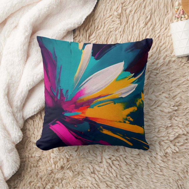 Vivid Bloom – Explosive Abstract Floral Energy Cushion (Blanket)