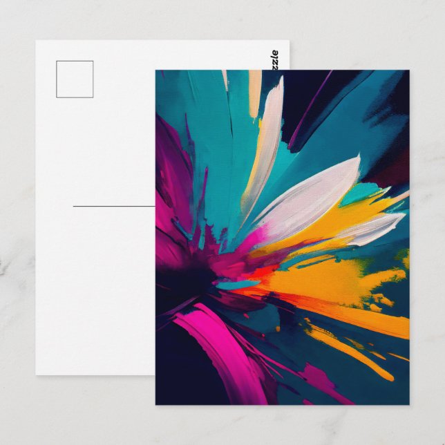 Vivid Bloom – Explosive Abstract Floral Energy Postcard (Front/Back)