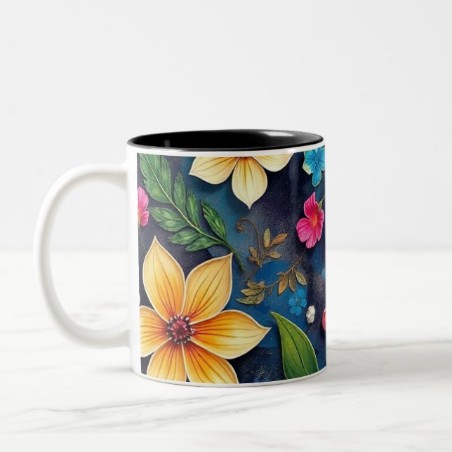 Vivid Bloom Two-Tone Coffee Mug (Left)
