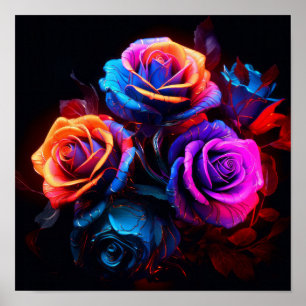 Vivid Blooms: Intensely Coloured Roses Poster