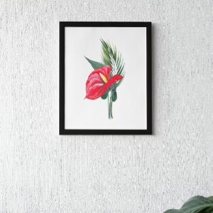 Vivid blooms of red anthurium Bouquet Poster