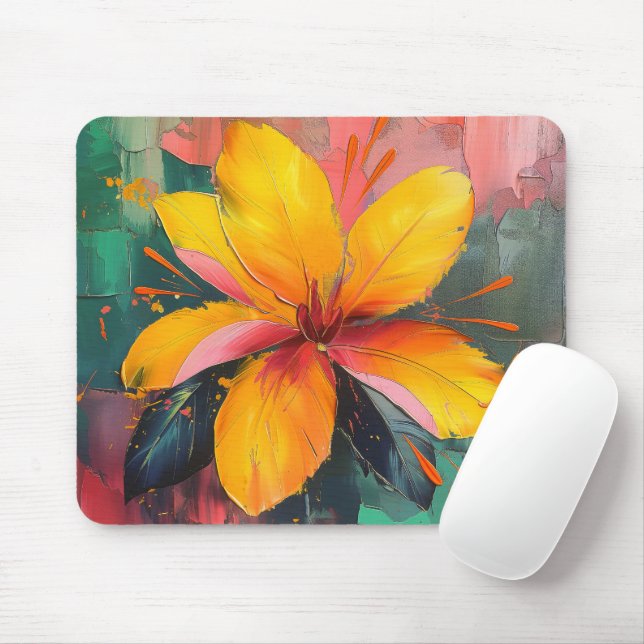 Vivid Blossom – Abstract Floral Explosion Art Mouse Pad (With Mouse)