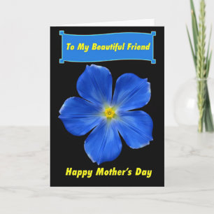 Vivid Blue Blossom Mothers Card