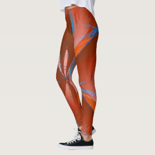 Vivid Blue Brown Orange Leggings
