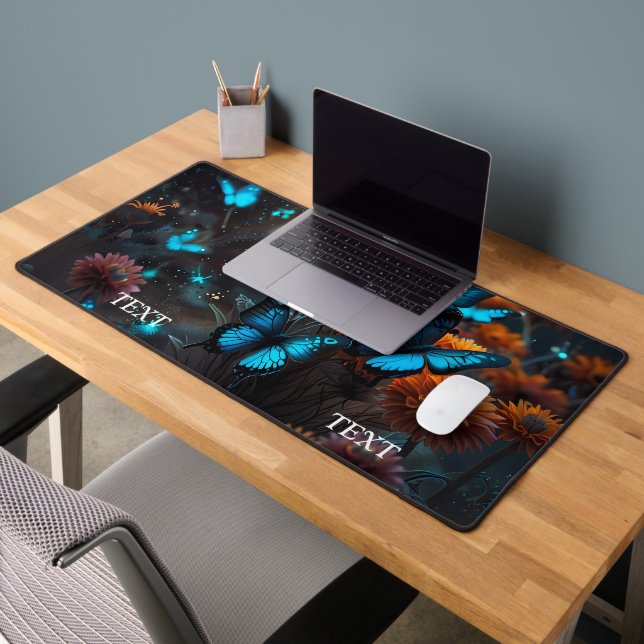 Vivid Blue butterflies Desk Mat (Office 2)