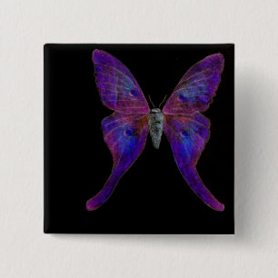 Vivid blue butterfly wearable art 15 cm square badge