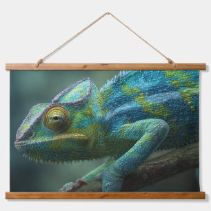Vivid Blue Green Chameleon Jungle Wall Art