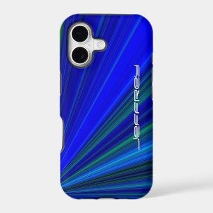 Vivid Blue & Green Starburst, Personalised Name