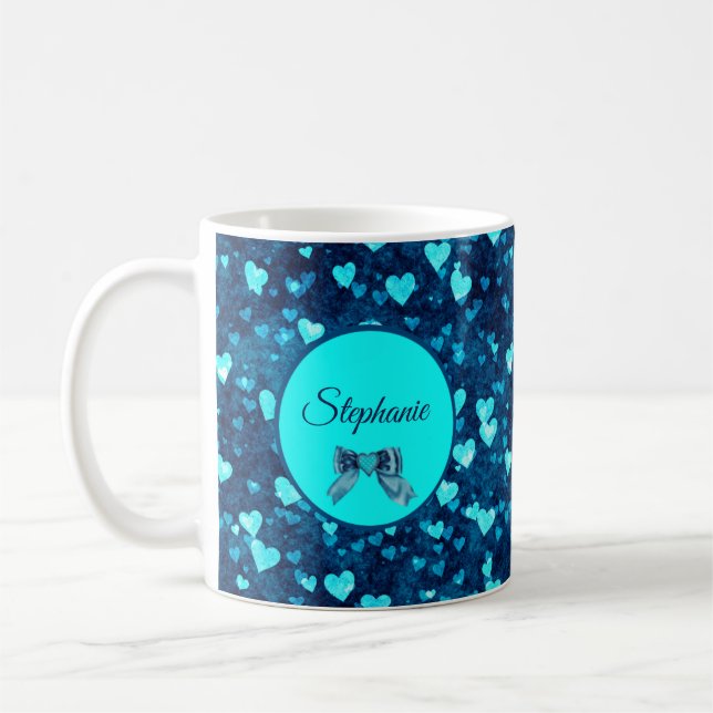 Vivid Blue Hearts  Coffee Mug (Left)