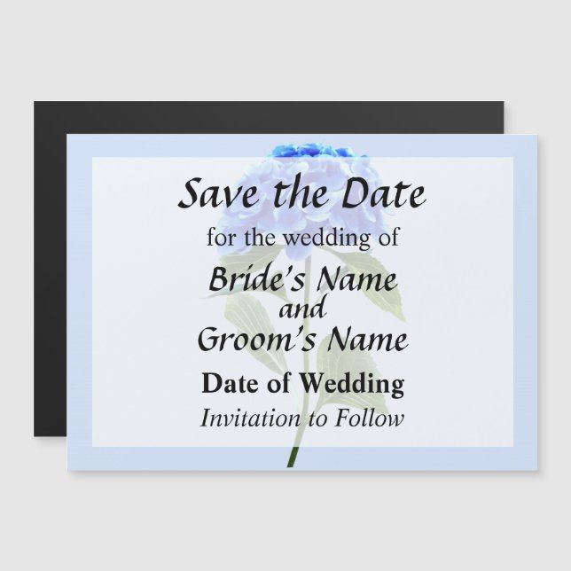 Vivid Blue Hydrangea Magnetic Invitation (Front/Back)
