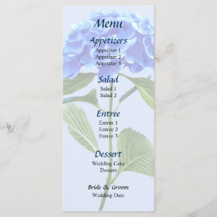 Vivid Blue Hydrangea Wedding Menu