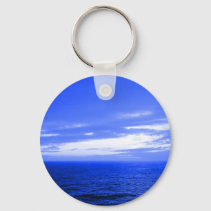Vivid Blue Ocean Sunset Sky Keychain