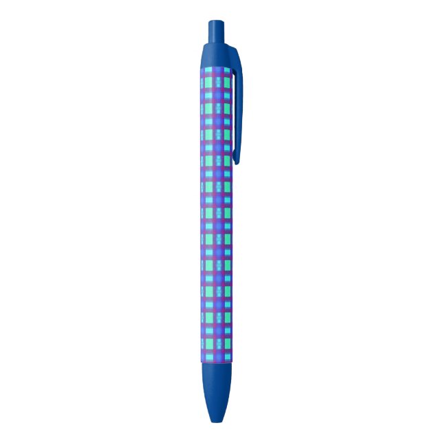 Vivid Blues Plaid Blue Ink Pen (Bottom (Vertical))