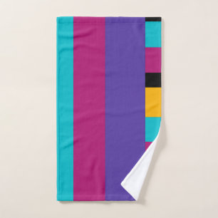 vivid bold Stripes purple yellow blue Bath Towel Set