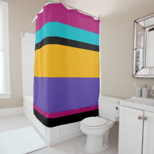 vivid bold Stripes purple yellow blue Shower Curtain