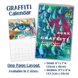 Vivid Bright Graffiti Street Art Photography  Calendar