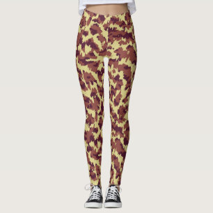 Vivid Camo Doodle Retro Black and Red Seamless Leggings