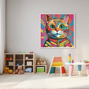 "Vivid Cat Art - Colourful Feline Face" Poster