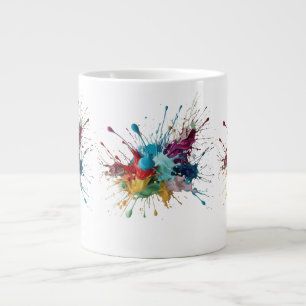 Vivid Chaos – Multicolor Abstract Paint Splash Large Coffee Mug
