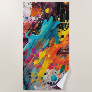 Vivid Chaos Splash Graffiti Beach Towel