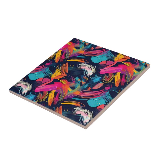 Vivid Chaos Splash Graffiti Ceramic Tile (Side)