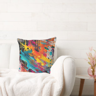 Vivid Chaos Splash Graffiti Cushion