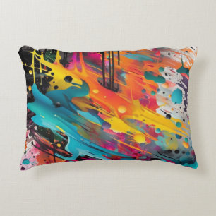 Vivid Chaos Splash Graffiti Decorative Cushion