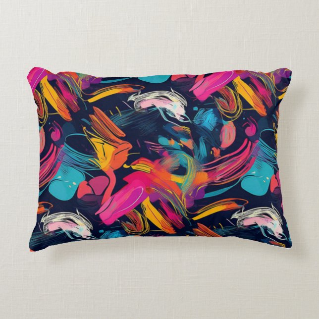 Vivid Chaos Splash Graffiti Decorative Cushion (Front)