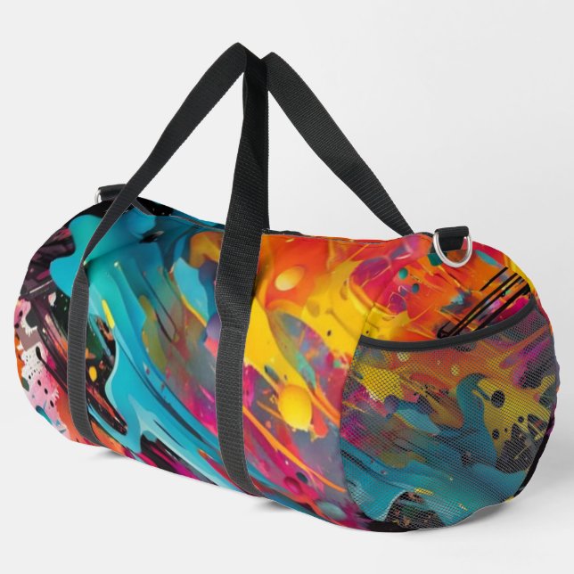 Vivid Chaos Splash Graffiti Duffle Bag (Right Corner)