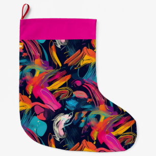 Vivid Chaos Splash Graffiti Large Christmas Stocking