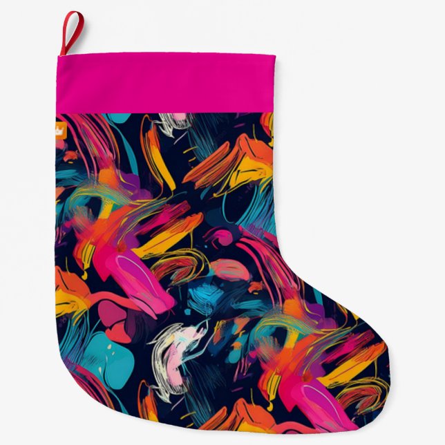 Vivid Chaos Splash Graffiti Large Christmas Stocking (Front)