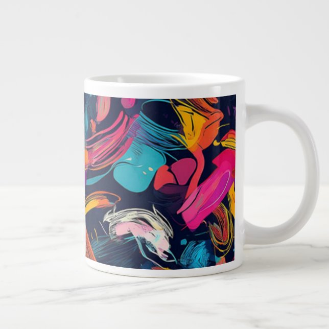 Vivid Chaos Splash Graffiti Large Coffee Mug (Right)