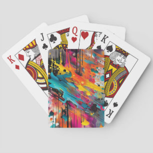 Vivid Chaos Splash Graffiti Playing Cards