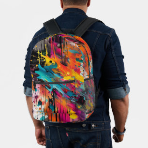 Vivid Chaos Splash Graffiti Printed Backpack