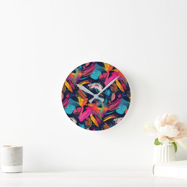 Vivid Chaos Splash Graffiti Round Clock (Home)