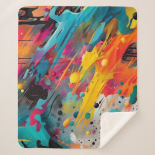 Vivid Chaos Splash Graffiti Sherpa Blanket