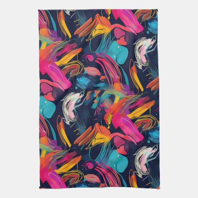 Vivid Chaos Splash Graffiti Tea Towel (Vertical)