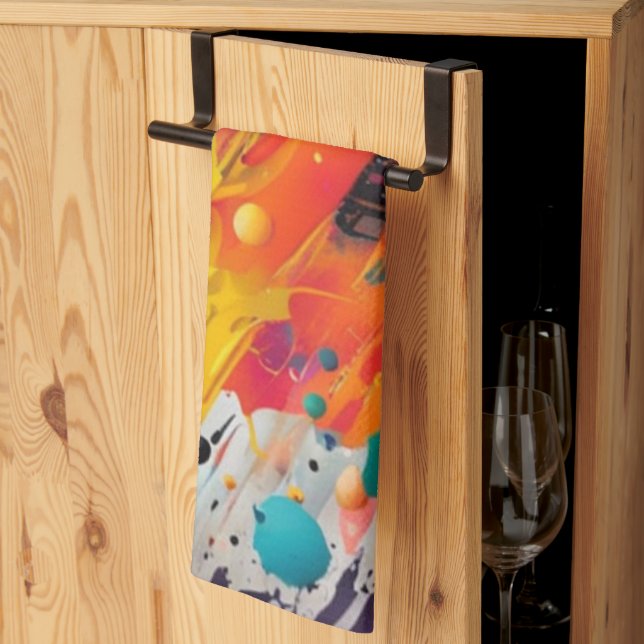 Vivid Chaos Splash Graffiti Tea Towel (Thirds Fold)