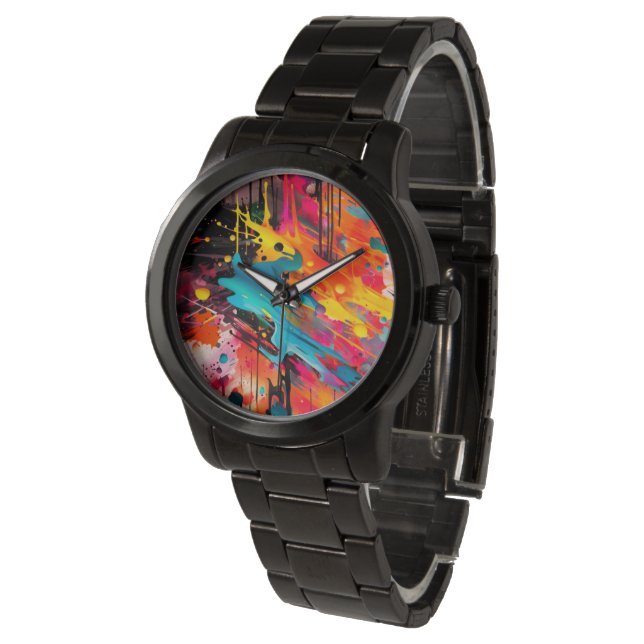 Vivid Chaos Splash Graffiti Watch (Angled)