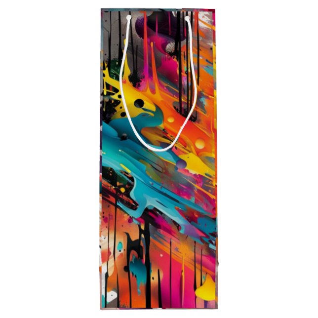 Vivid Chaos Splash Graffiti Wine Gift Bag (Back)