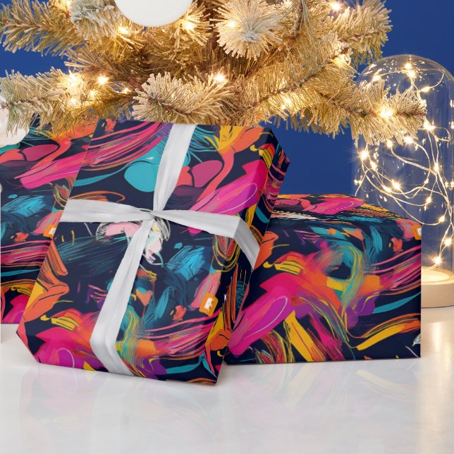 Vivid Chaos Splash Graffiti Wrapping Paper (Holidays)