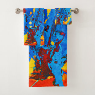 Vivid Color Abstract Artwork Bath Towel Set