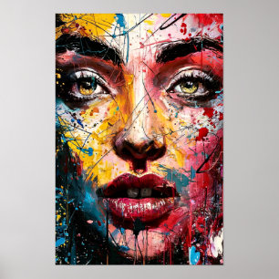 Vivid Color Abstract Woman Portrait Poster