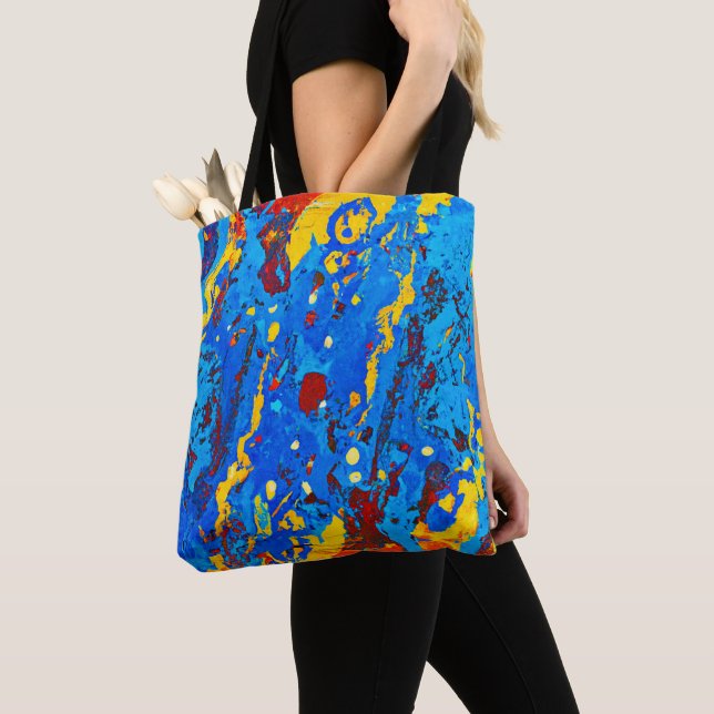 Vivid Colour Abstract Artwork Tote Bag (Close Up)