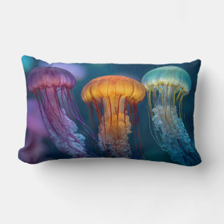 Vivid colour jellyfish lumbar cushion