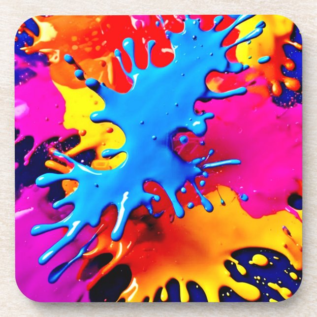 Vivid Colour Splash Art Coaster (Front)