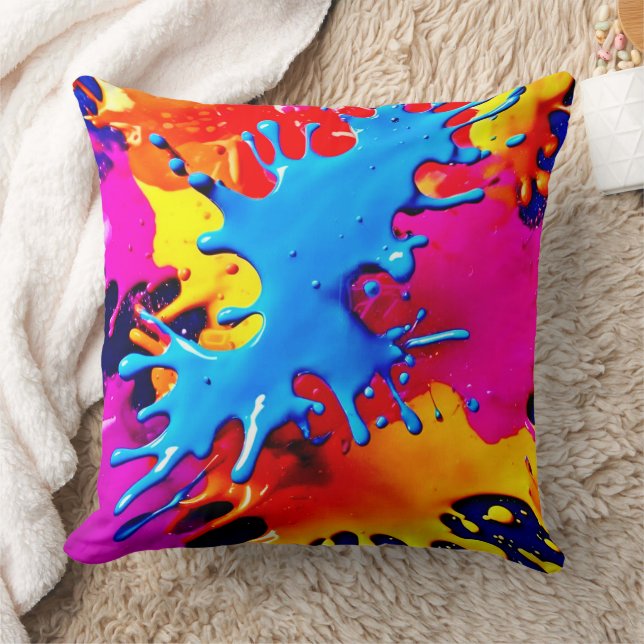 Vivid Colour Splash Art Cushion (Blanket)