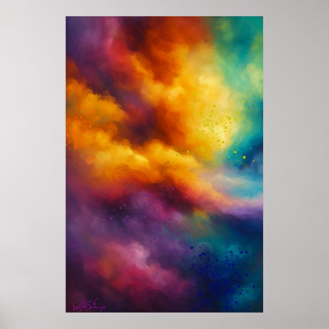 Vivid Colourful Abstract Cloudscape Poster (Front)
