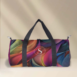 Vivid Colourful Abstract Pattern, Monogram Duffle Bag