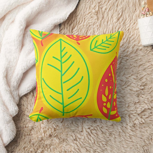 Vivid Colourful Leaves Elegance Art Cushion (Blanket)